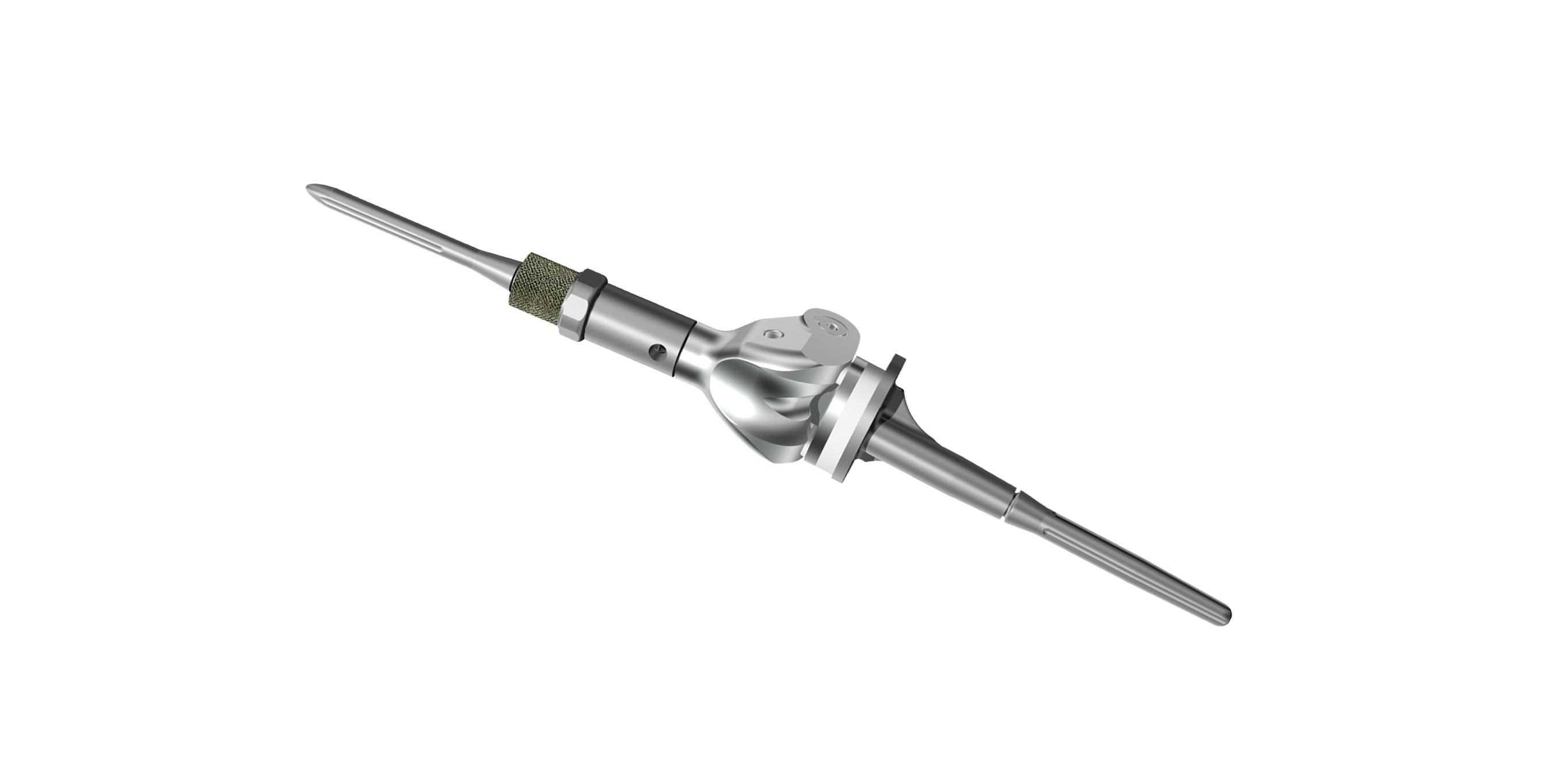 Orthopedic surgical instrument/implant assembly on a white background.